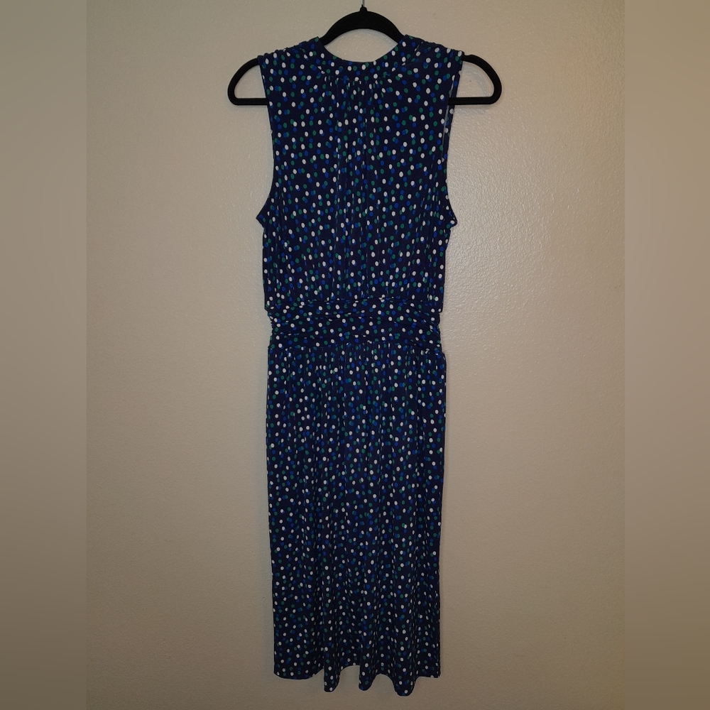 Leota Women's Size S Blue Sleeveless High Neck Stretch Dress No Wrinkles NWT